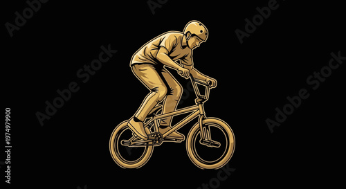 Dynamic Rider On Bicycle Performing Extreme Sport Action