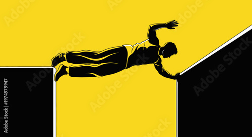 Dynamic Parkour Athlete Mid-Jump Traversal