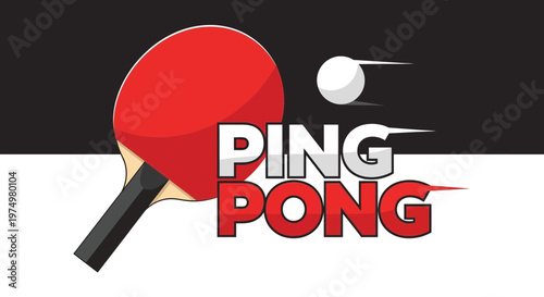 Dynamic Ping Pong Championship Graphic With Racquet And Ball
