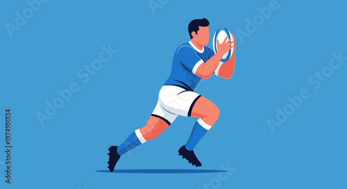 Dynamic Rugby Player Mid-Run Ready For Action