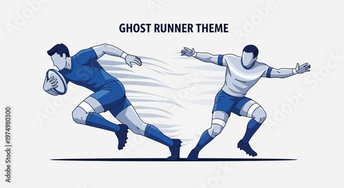 Dynamic Rugby Action Illustration Capturing Speed And Motion