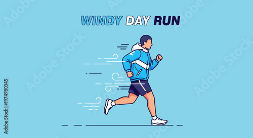 Dynamic Runner Battling Gusty Breezes On A Clear Day