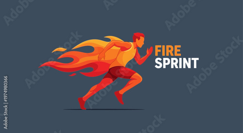 Dynamic Runner Blaze Of Glory Sprinting With Fiery Aura