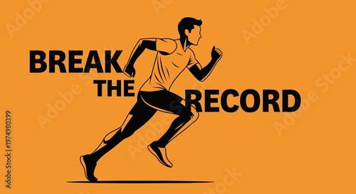 Dynamic Runner Breaking Records Motivational Graphic Art