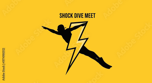 Dynamic Silhouette Diver With Electric Bolt Graphic Design