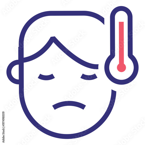 Covid 19 fever stroke icon