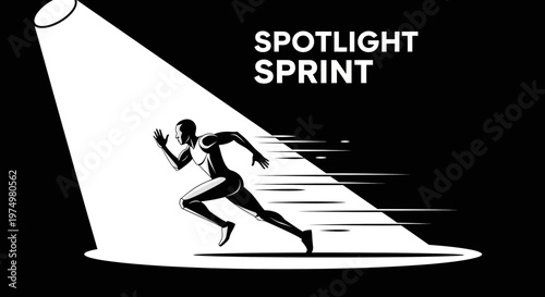 Dynamic Runner Illuminated In Spotlight Representing Speed And Focus