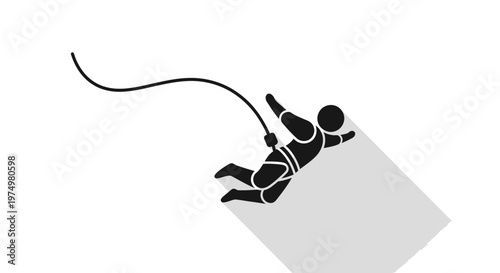 Dynamic Silhouette of a Bungee Jumper Mid-Leap Representing Thrill And Adventure