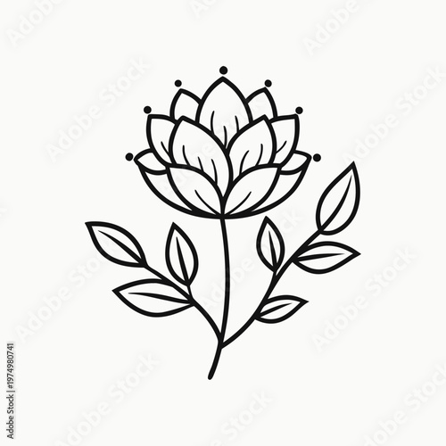 a minimal flower graphic sketch line art drawing