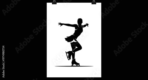 Dynamic Silhouette Of A Figure Skater Performing An Elegant Pose On Ice