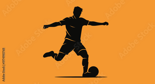 Dynamic Silhouette Of A Football Player In Action A Striking Kick
