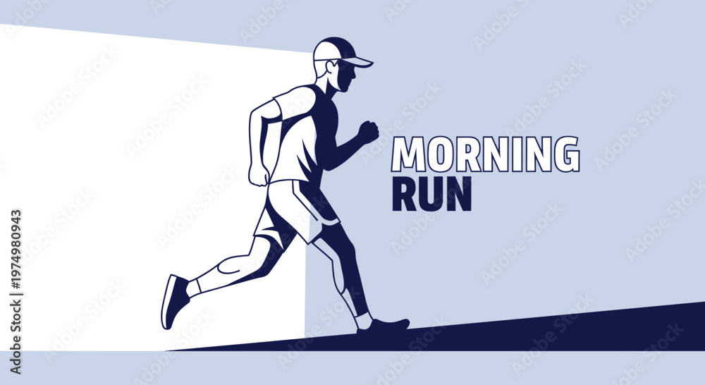 Fototapeta premium Dynamic Runner Silhouette Inspiring Morning Jogging And Fitness