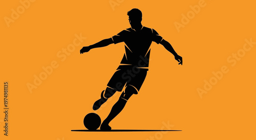 Dynamic Silhouette Of A Soccer Player In Action