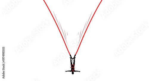Dynamic Silhouette Of Person Bouncing On Elastic Bands