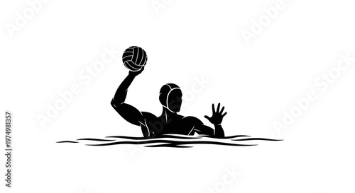 Dynamic Silhouette Of Water Polo Player In Action