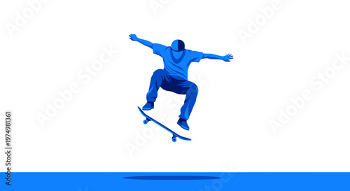 Dynamic Skateboarder Executes Aerial Trick Against Clean White Background