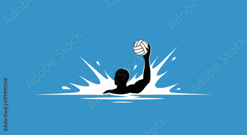 Dynamic Silhouette of Water Polo Player in Action