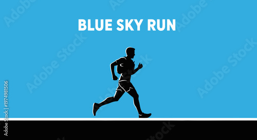 Dynamic Silhouette Runner Under A Vibrant Blue Sky