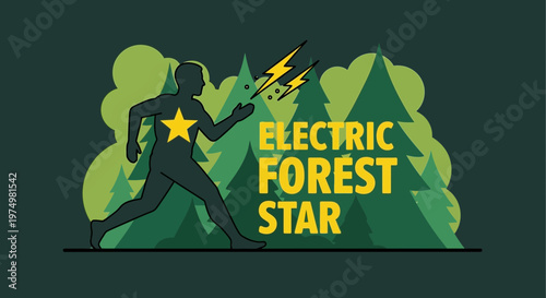 Dynamic Silhouette Runner With Inner Star In Enchanting Forest