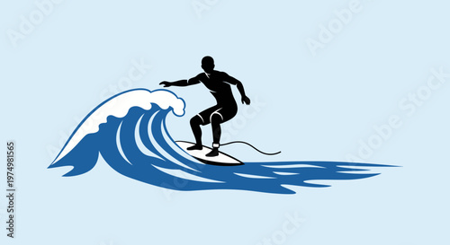 Dynamic Silhouette Surfer Riding A Powerful Ocean Wave