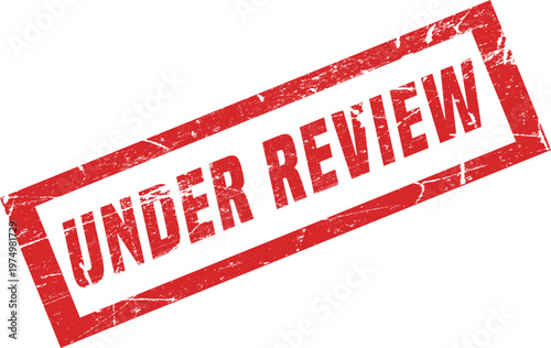 A red grunge rubber stamp icon with the words under review printed in a diagonal orientation