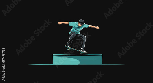 Dynamic Skateboarder Executes Thrilling Grind On Urban Obstacle