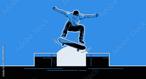 Dynamic Skateboarder Executes Thrilling Aerial Trick Over Urban Obstacle