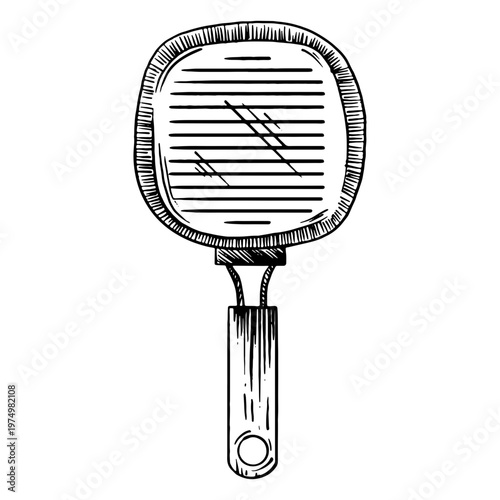 Grill pan detailed hand drawn