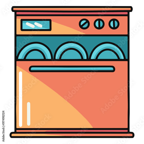 Kitchen dishwasher illustration