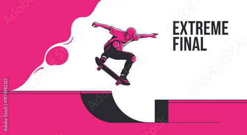 Dynamic Skater Executes An Extreme Aerial Maneuver In A Bold Graphic Style
