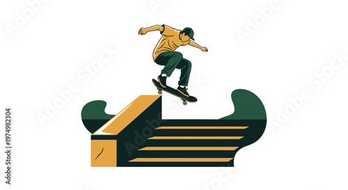 Dynamic Skater Performing Aerial Trick Over Skatepark Elements