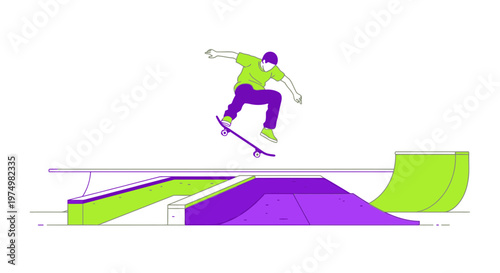 Dynamic Skateboarder Performing Aerial Trick At Skatepark