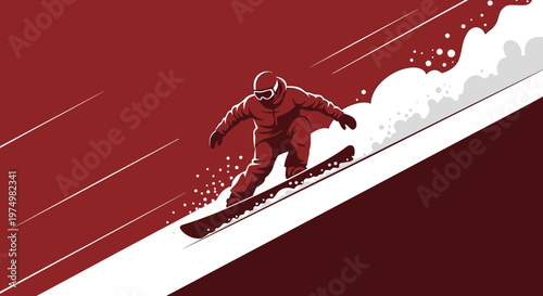 Dynamic Snowboarder Captures Winter Thrill On Snow Covered Mountain