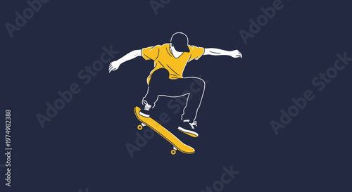 Dynamic Skateboarder Performing Aerial Trick On Plain Background