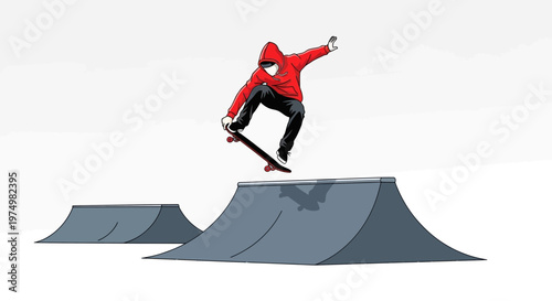 Dynamic Skater Soaring Through Air Performing Extreme Trick