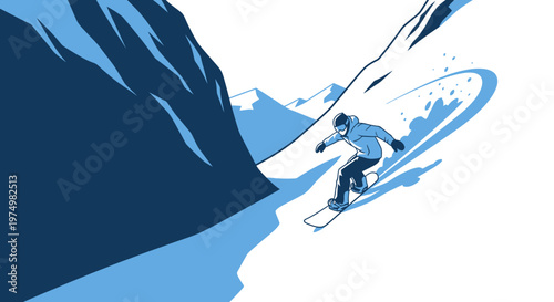 Dynamic Snowboarder Carving Down A Snowy Mountain Slope