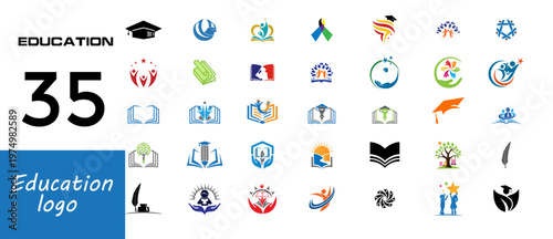 A collection of educational logos and icons for learning institutions