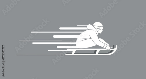 Dynamic Sledding Action Motion Trails Graphic Representation Minimalist Style