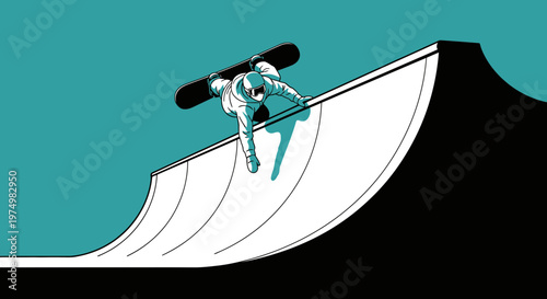 Dynamic Snowboarder Executes a Thrilling Aerial Maneuver on a Halfpipe