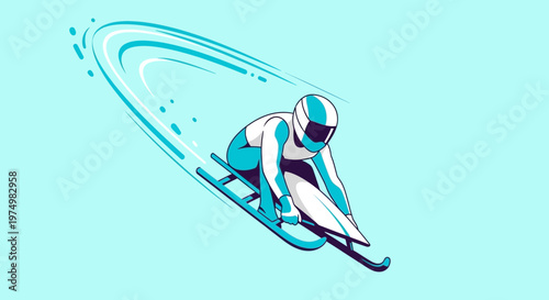 Dynamic Sledding Athlete Captures Winter Sport Speed And Motion