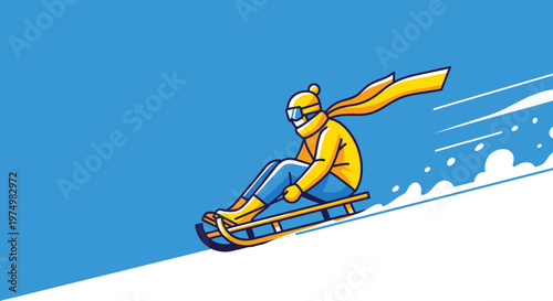 Dynamic Sledding Fun With A Vivid Yellow Character