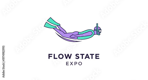 Dynamic Snorkeler Logo For Flow State Expo Event