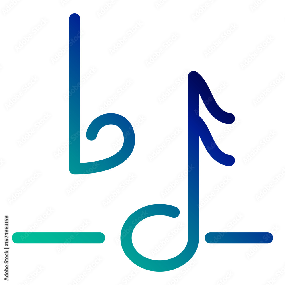 Naklejka premium Flat note symbol gradient stroke
