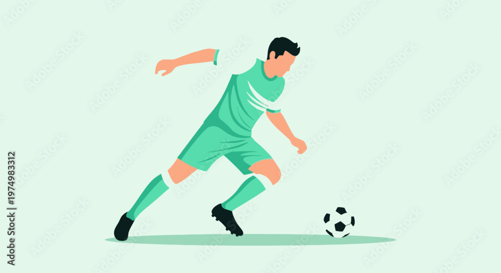 Obraz premium Dynamic Soccer Player Action Illustration with Minimalist Style