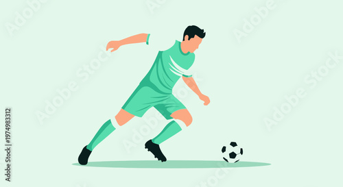 Dynamic Soccer Player Action Illustration with Minimalist Style