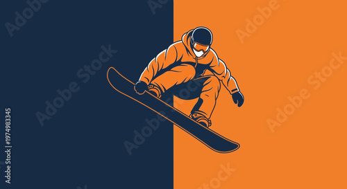 Dynamic Snowboarder Mid-Air Jump With Energetic Motion