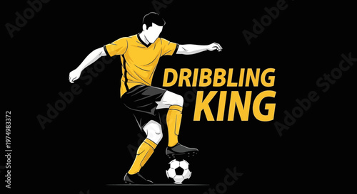 Dynamic Soccer Player Dribbling Ball With Text Element In Yellow