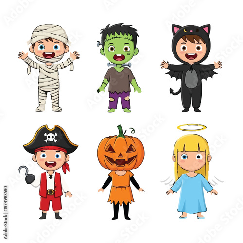 Halloween Costumes Kids Collection Commercial Art