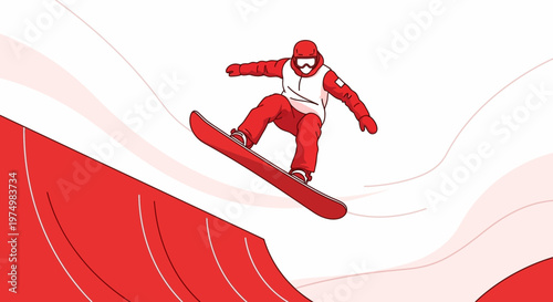 Dynamic Snowboarding Athlete Captures Mid-Air Freestyle Jump