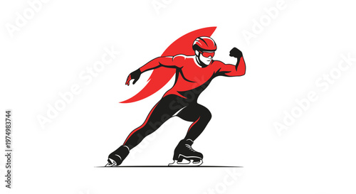 Dynamic Speed Skater Silhouette In Motion Dynamic Athlete Sporting Action Ice Skating